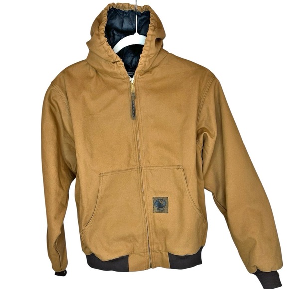 Berne Hooded Work Jacket Youth XL 18 20 Brown Boys Cotton Duck Canvas Hooded NEW - Picture 1 of 8